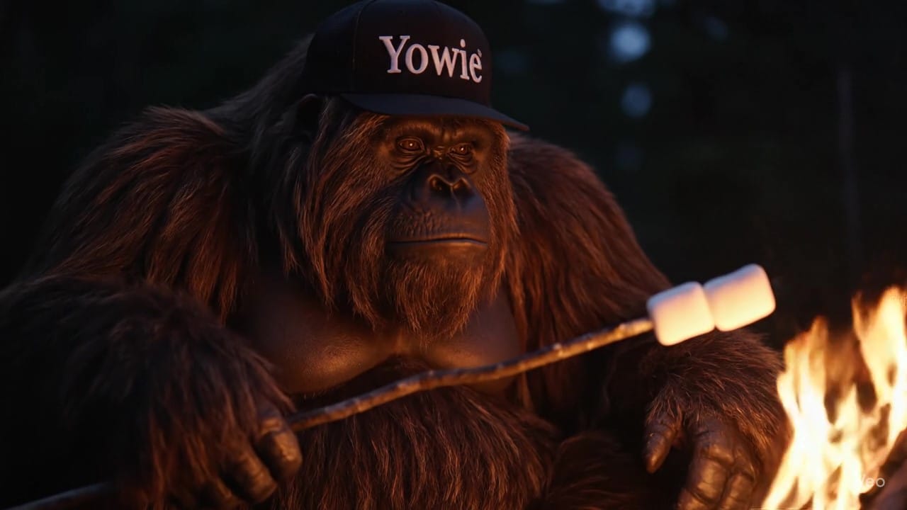 Example Big Yowie video frame created using ChatGPT to write a Veo 3 prompt. 