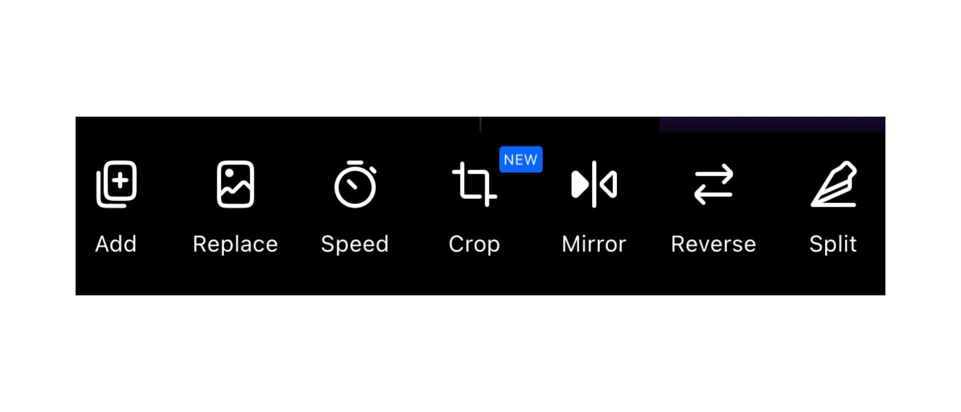 A screenshot of the tools available to edit with in the timeline view