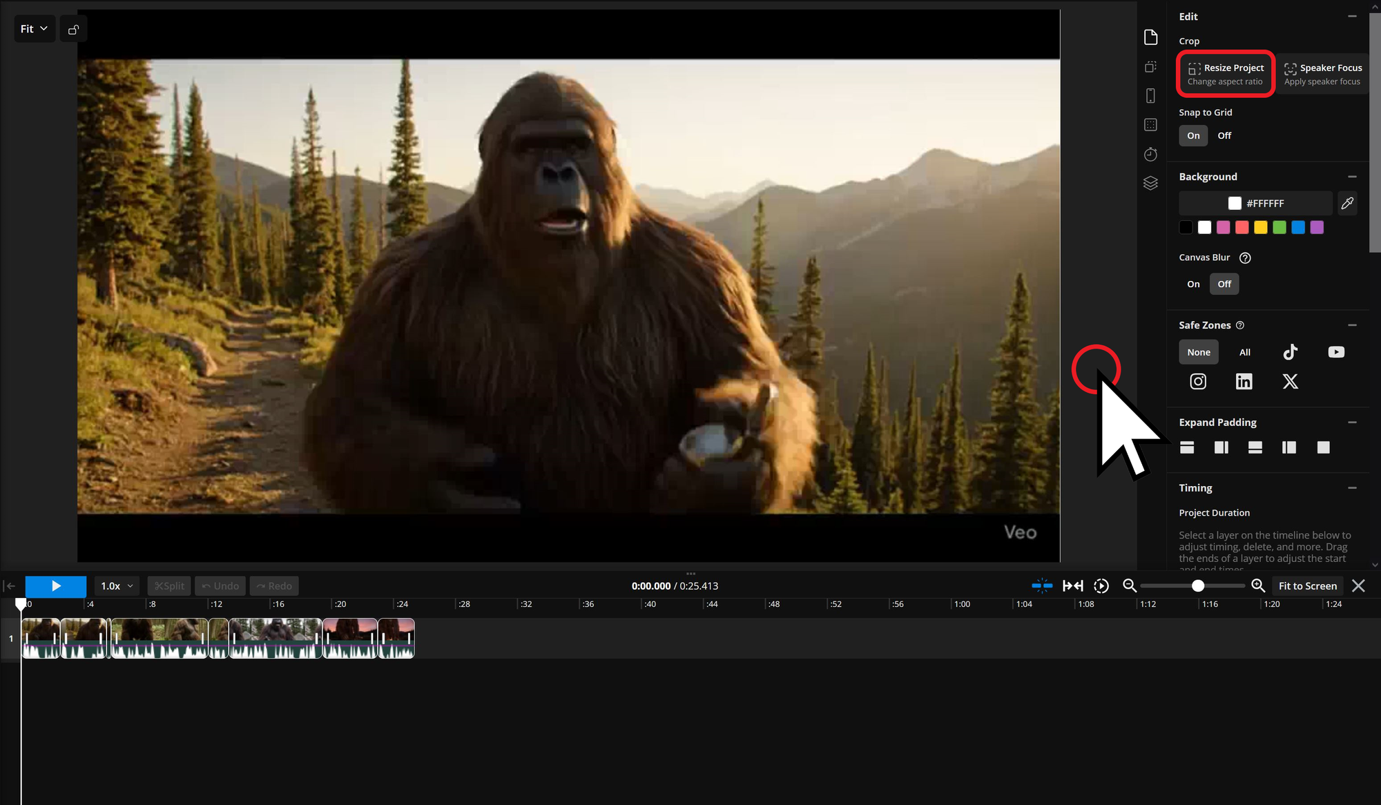 Guide showing how to resize Bigfoot AI videos for posting on social media. 