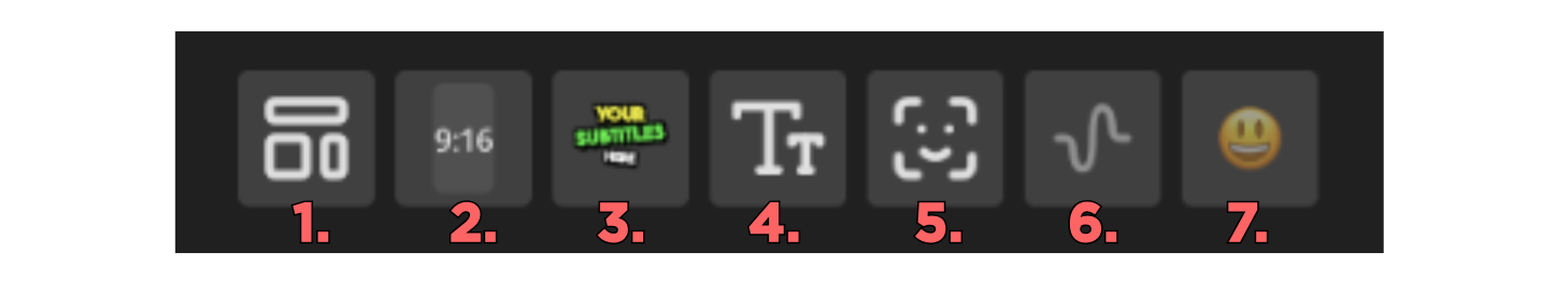 A screenshot showing the tools available to edit generated clips