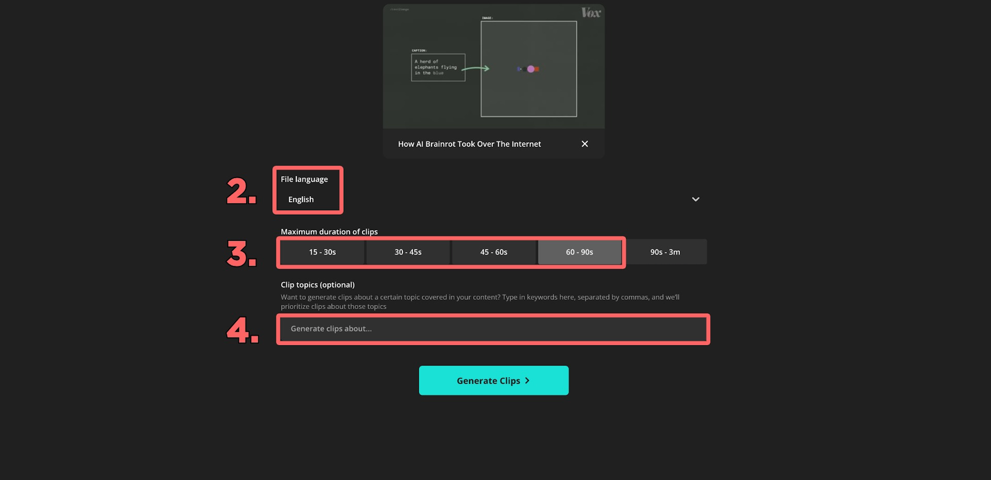 Two screenshots showing the Kapwing upload page and repurpose options page