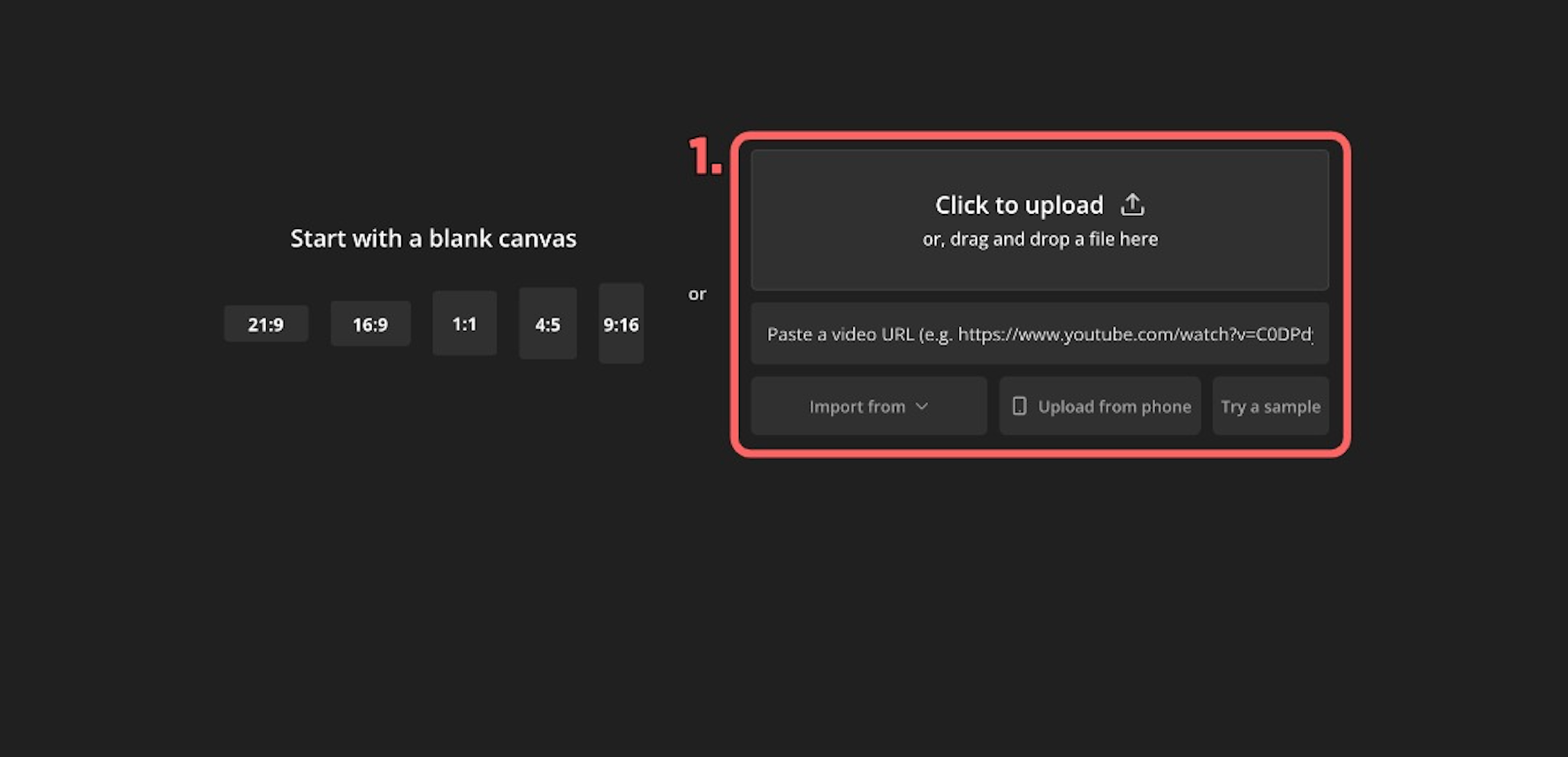 A screenshot of the Repurpose Studio upload screen