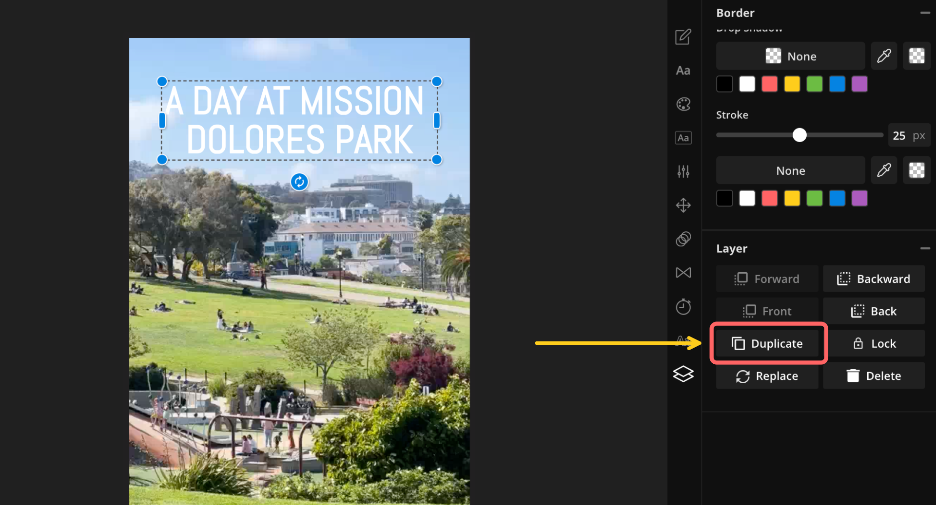 A screenshot showing how to duplicate a textbox in Kapwing