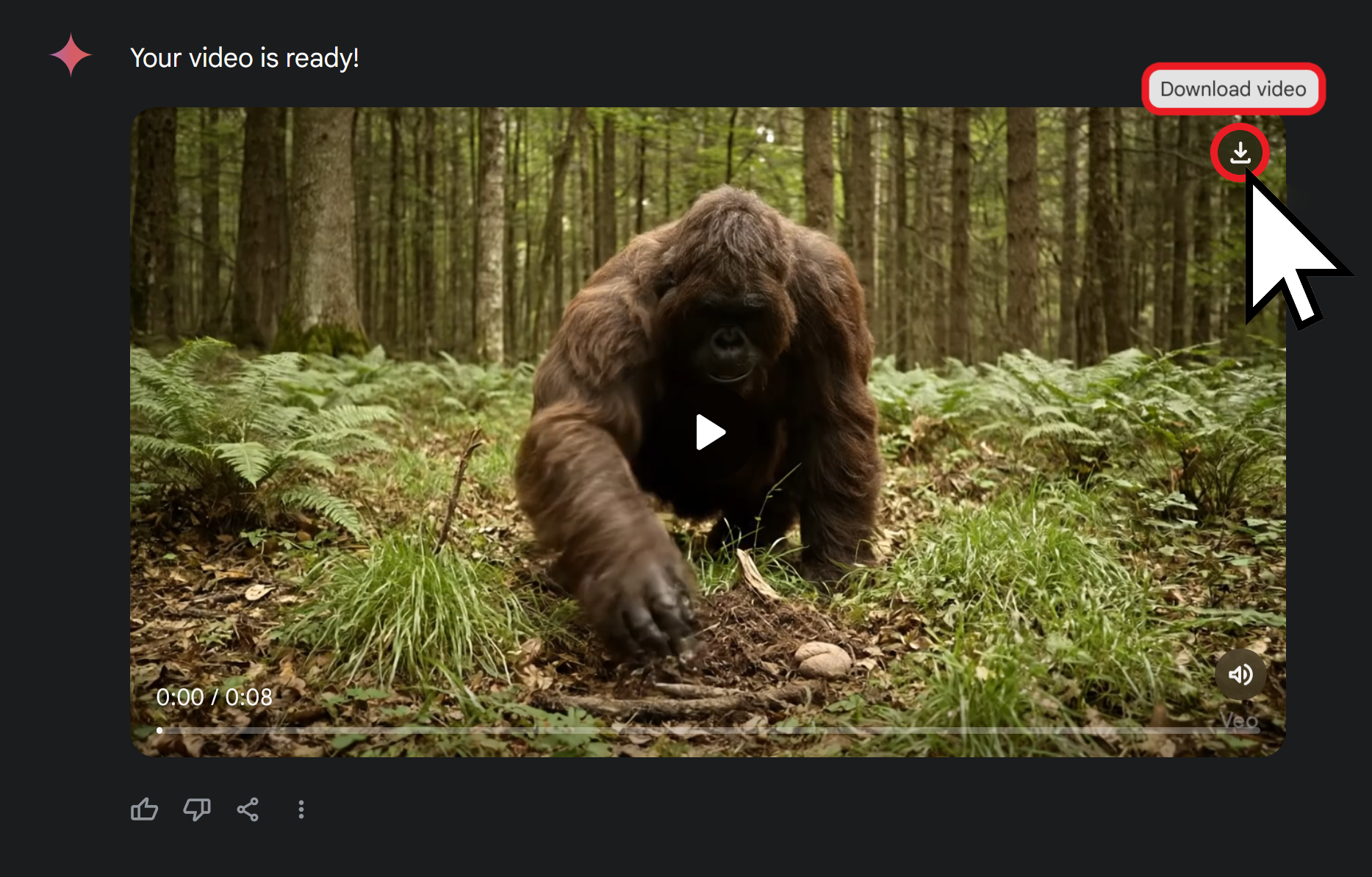 Guide showing how to download Veo 3 generated videos. 