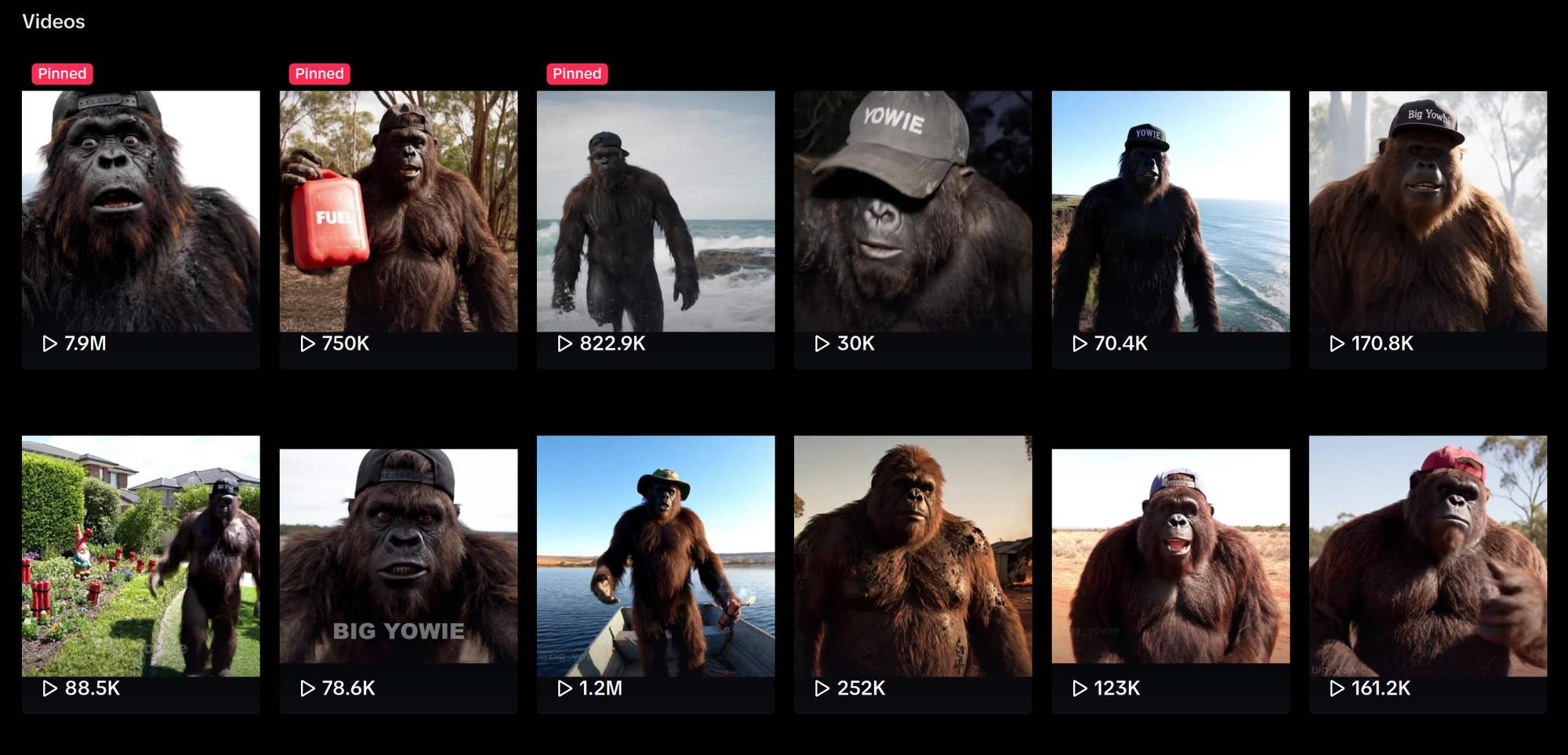 Example Bigfoot AI TikTok account showing the square aspect ratio preset.