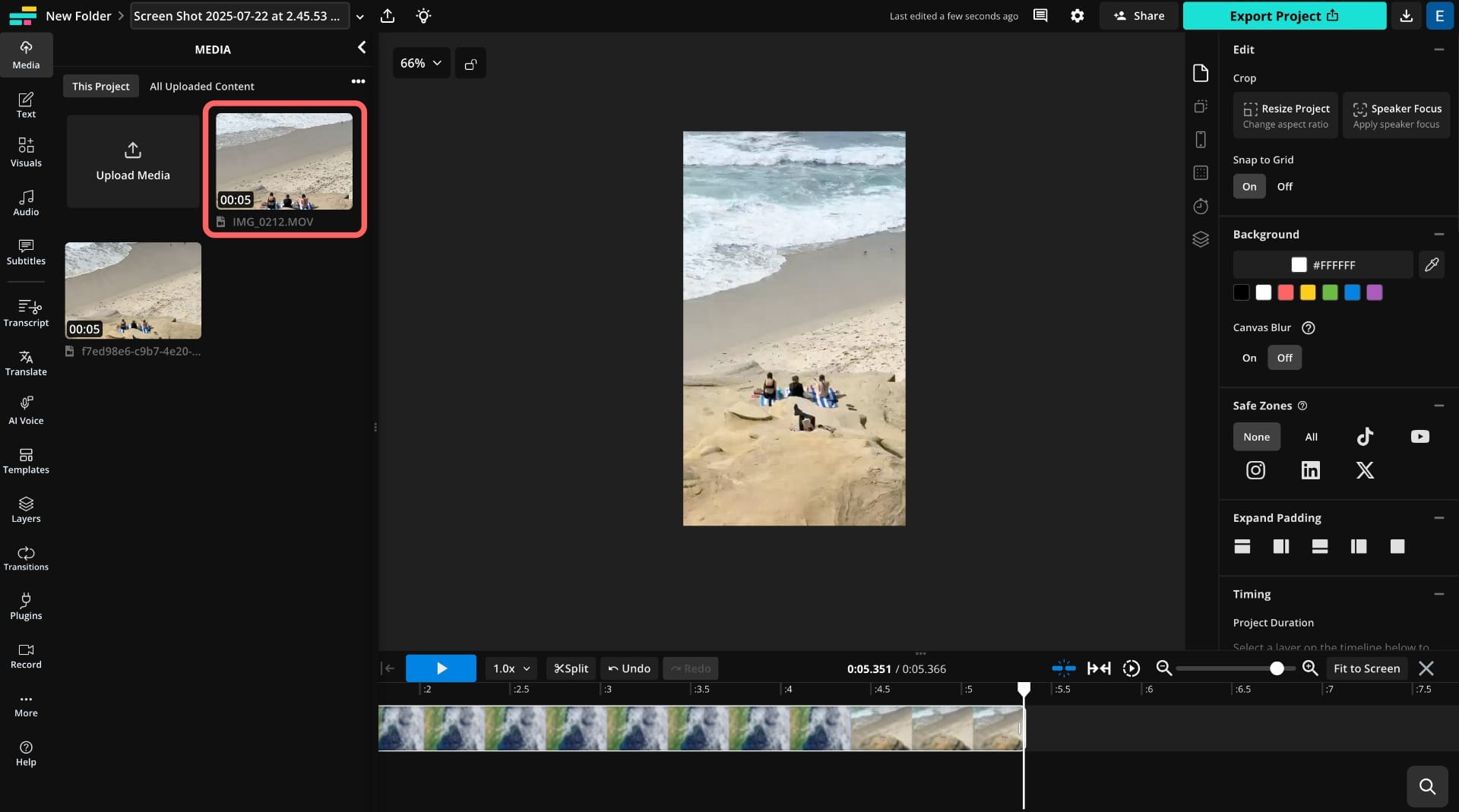 A screenshot showing how to upload a second clip onto Kapwing