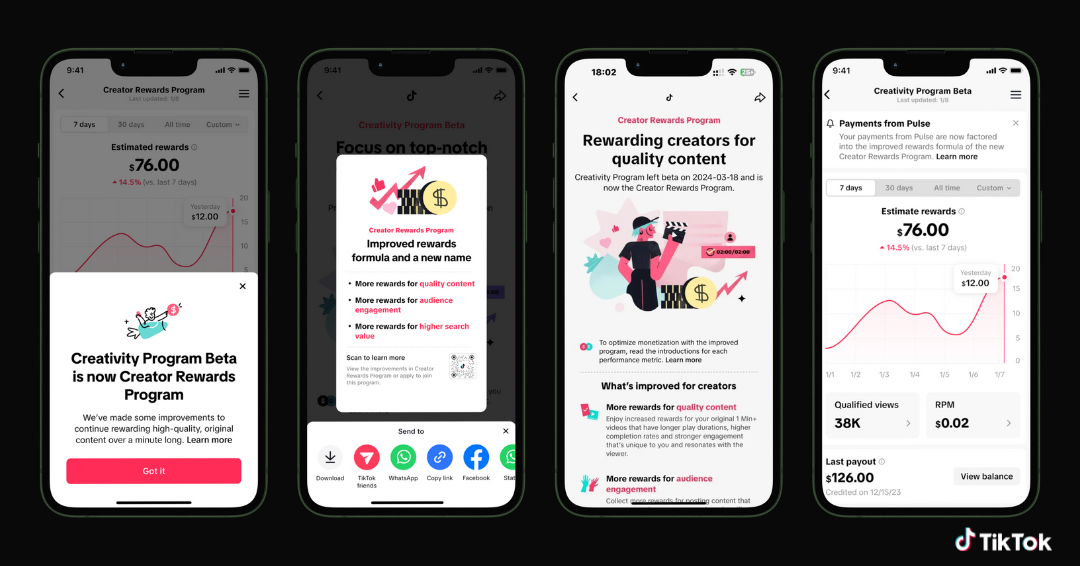 A screenshot showing what the TikTok monetization strategy looks like