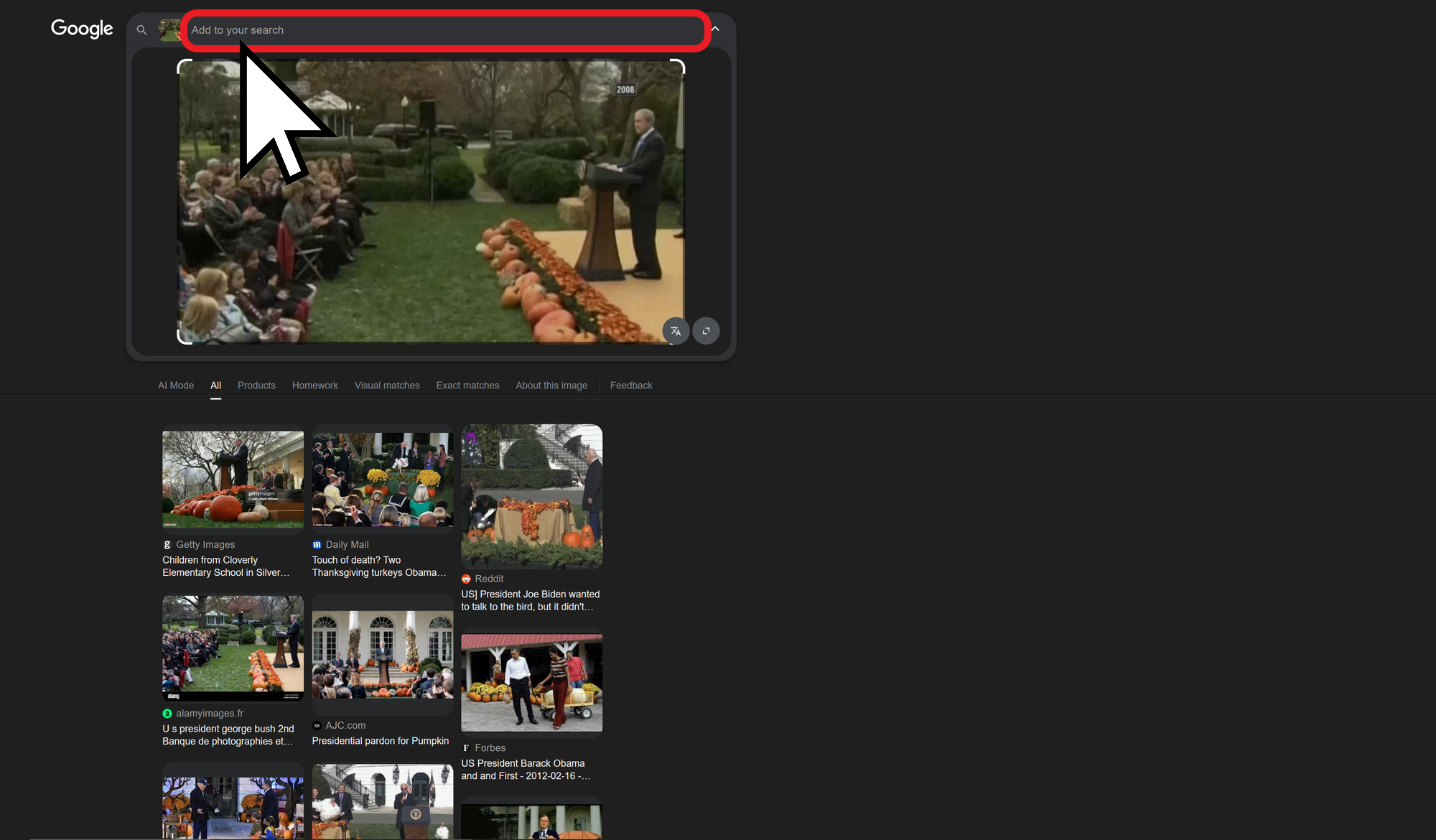 Guide showing how to add text to a reverse video search to filter the results.