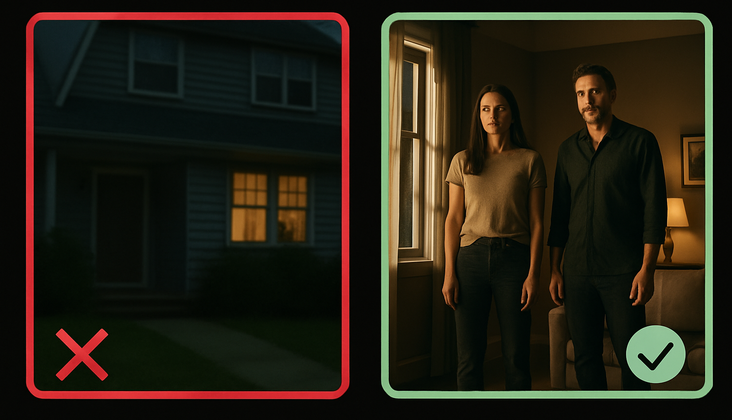 Image guide showing a comparison between a better and worse video frame to use when reverse video searching. 