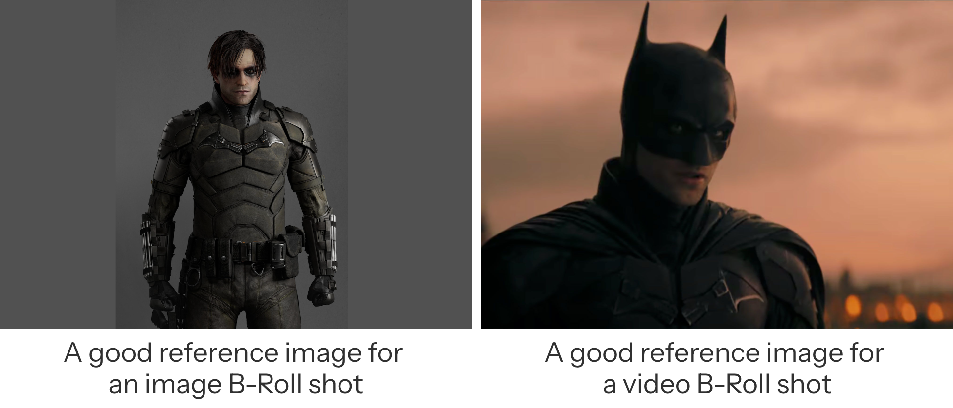 A comparative picture showing a good reference image for an image vs a good one for video