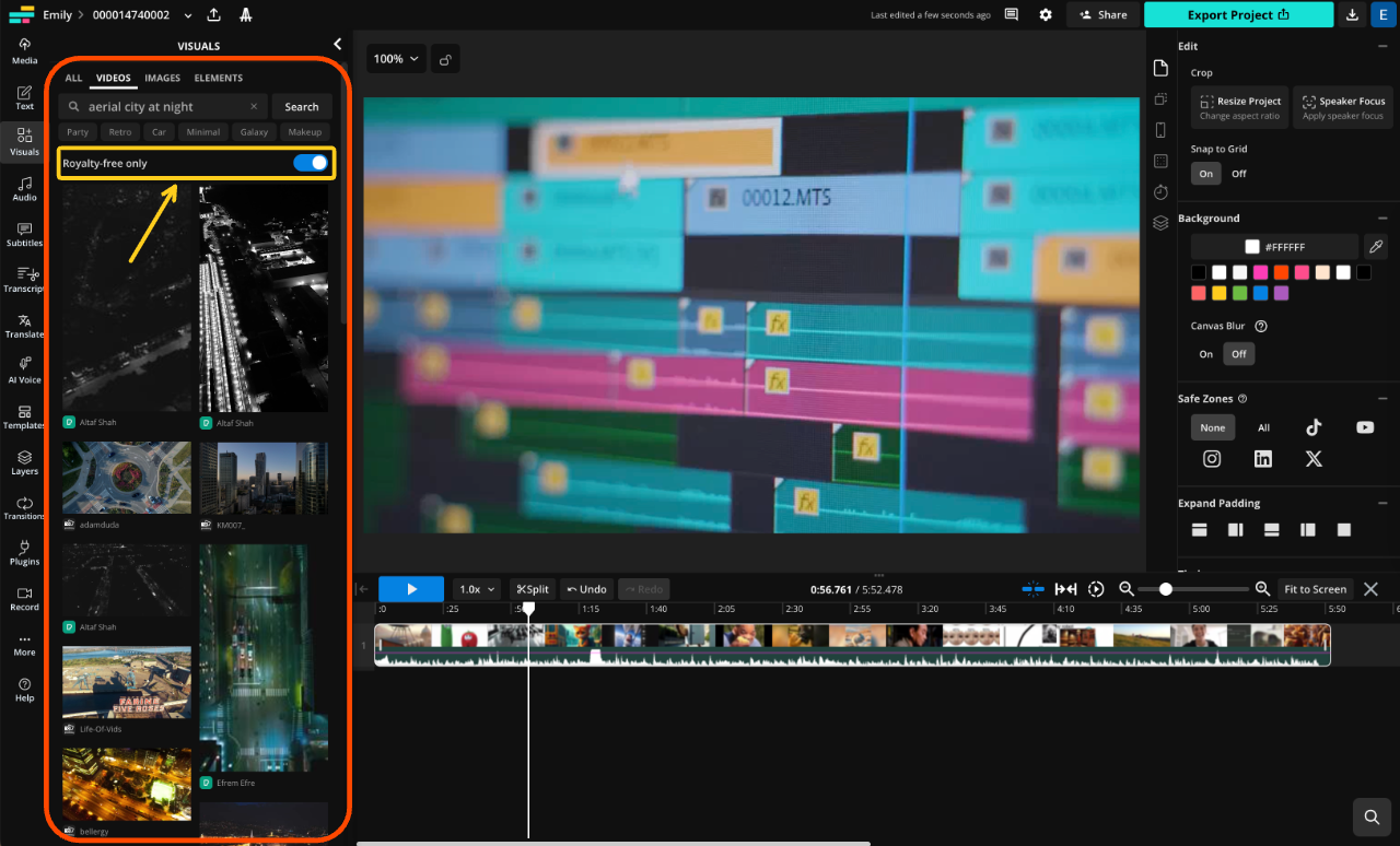 A screenshot showing the stock footage library after searching for a specific image