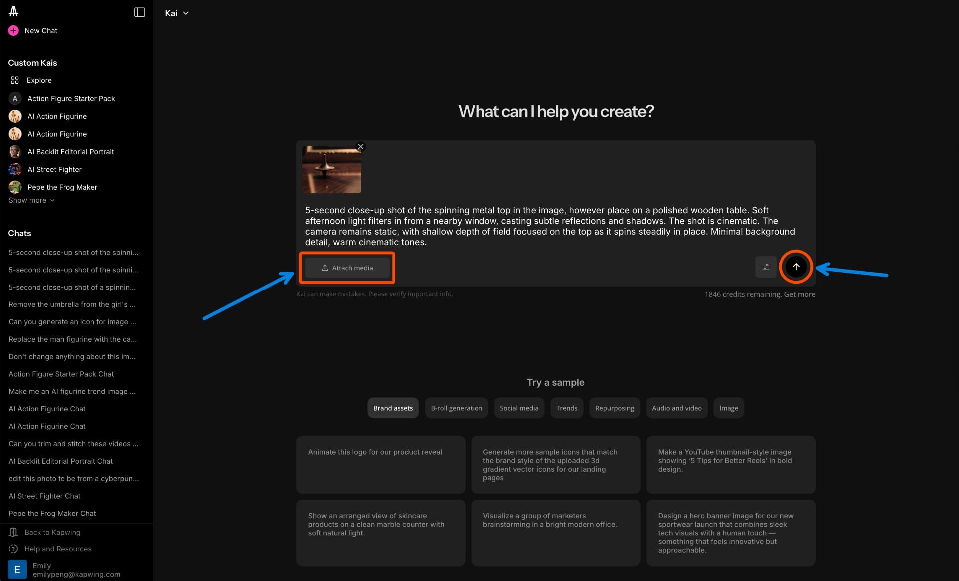 A screenshot of the Kai homepage with a circle around the prompt box.