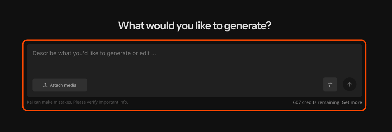 Kai prompt input field highlighted for entering text-to-video prompts when generating Sora AI videos.