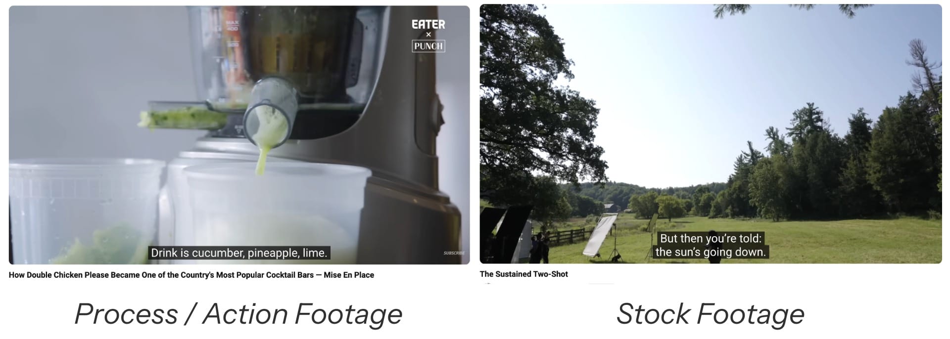 Examples of process and stock footage