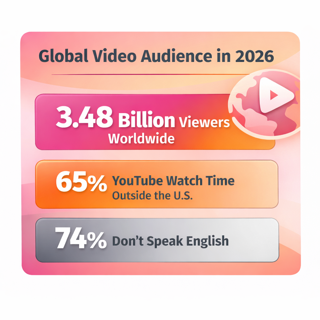 Infographic explaining that global video audiences are expected to reach 3.48 billion viewers in 2026.