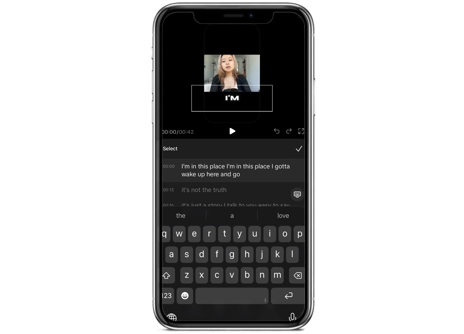 Editing automatically generated TikTok subtitles to correct transcription errors before publishing.