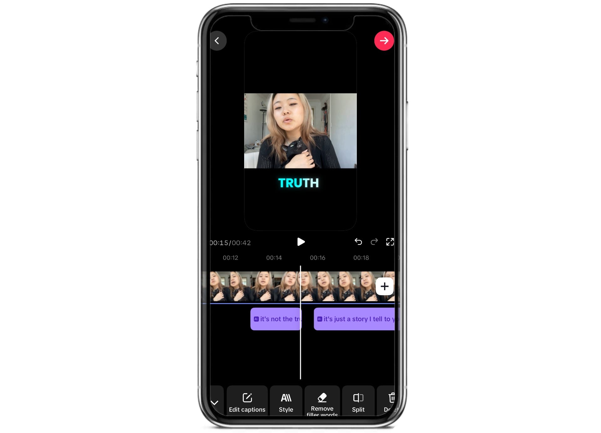 Previewing TikTok subtitles before publishing to check subtitle timing, readability, and placement.