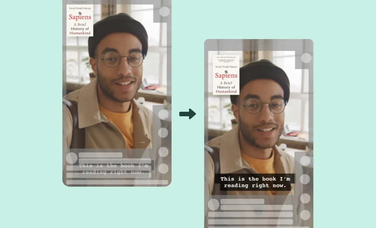 Example showing correct subtitle placement within TikTok's safe zone to avoid overlapping the app interface.