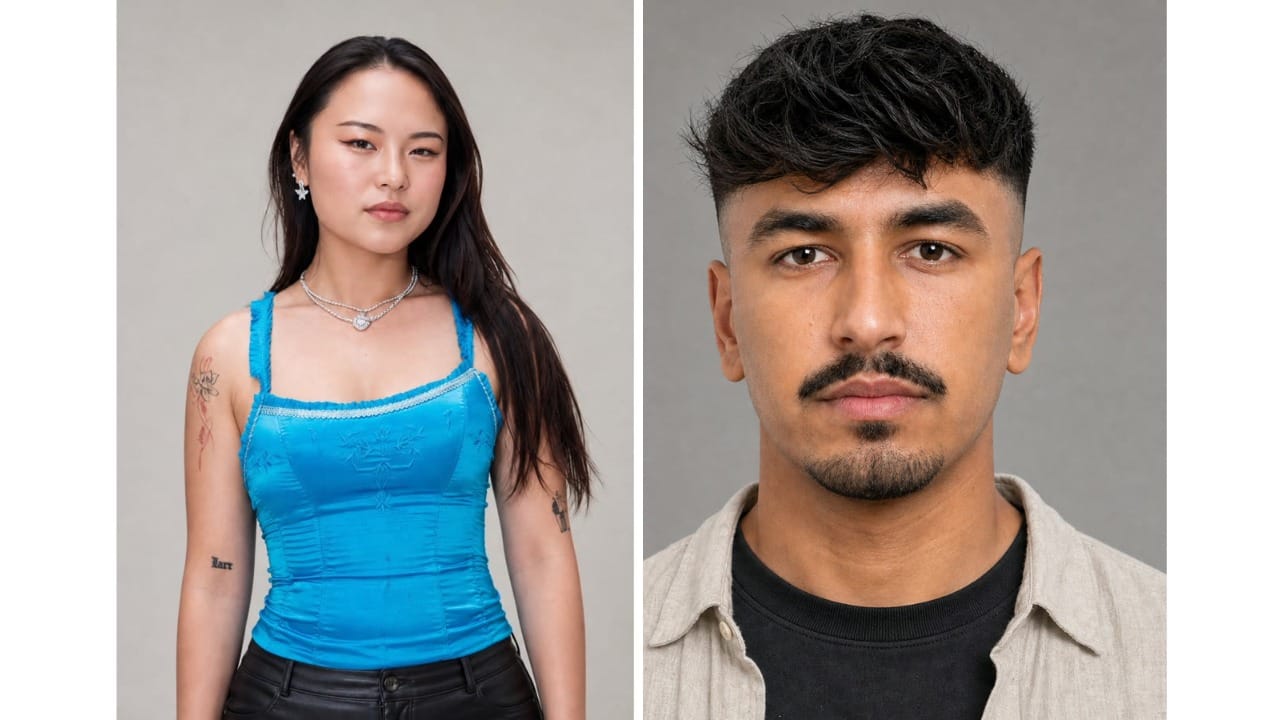 Reference photos used to create AI character sheets for the Hotel Lobby AI trend.
