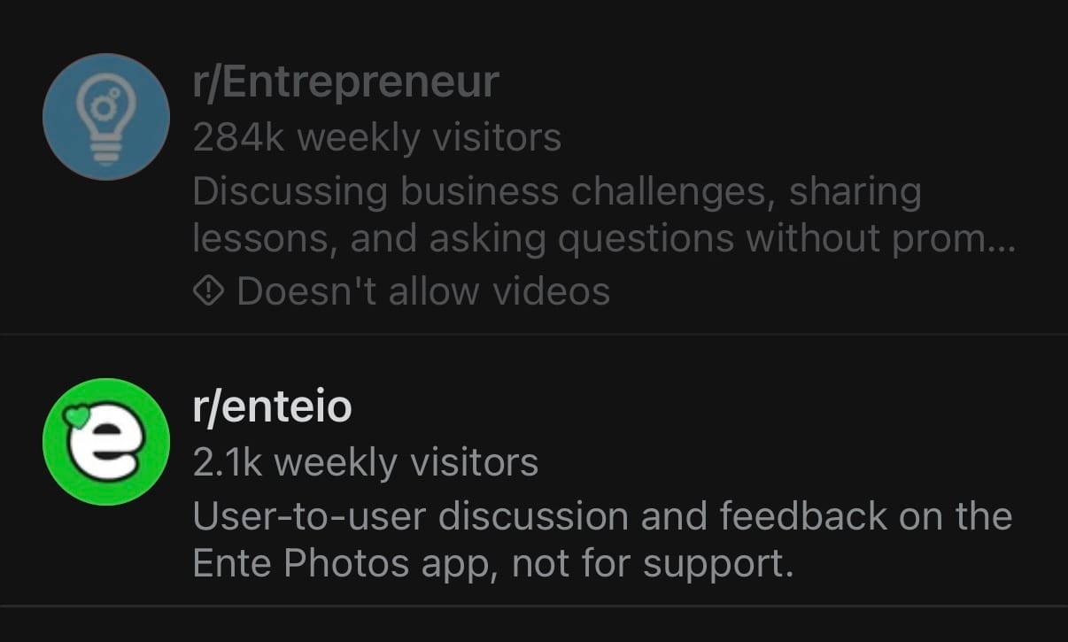 Example of a subreddit which does not allow video posts