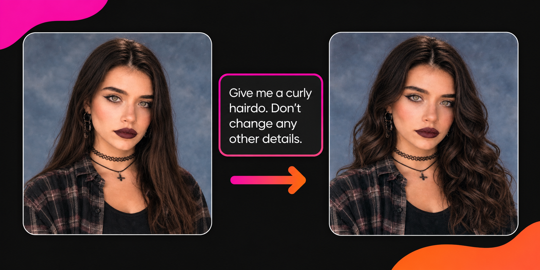 Side by side comparison of an original image and an edited image using an AI text prompt for the "I'm so sorry" trend. 
