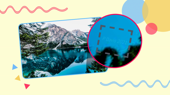 A graphic featuring a full-size image and a zoomed inset showing an invisible watermark.