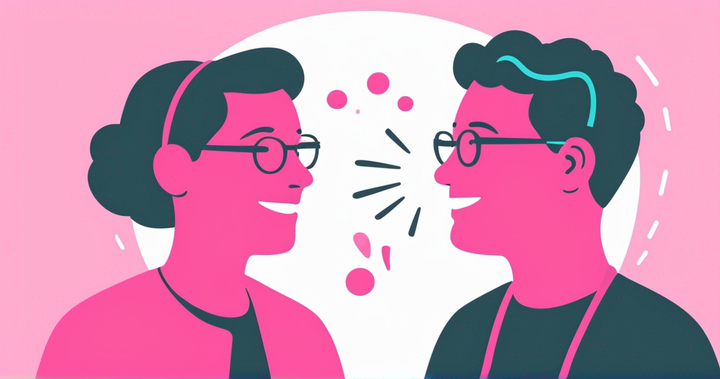 Two subjects speaking to one another while facing each other