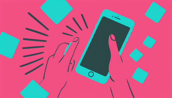 An illustrated image of a pair of hands holding an iPhone