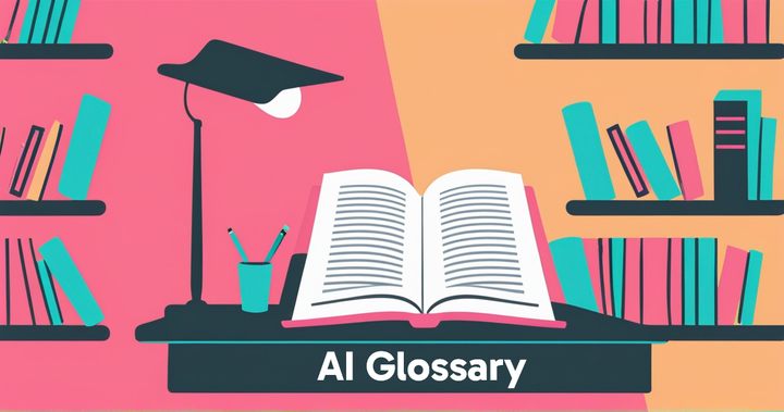 An AI glossary featured in a library showing definitions of popular and useful AI dubbing terms.