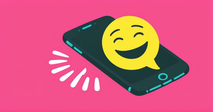 Image of a phone with a happy face coming out of the screen, representing TikTok's new picture comments with meme options. 