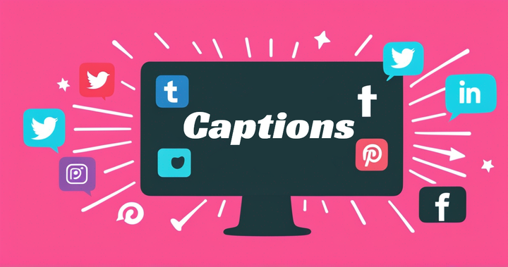 Image showing a computer screen with various social media logos representing how to write social media captions. 
