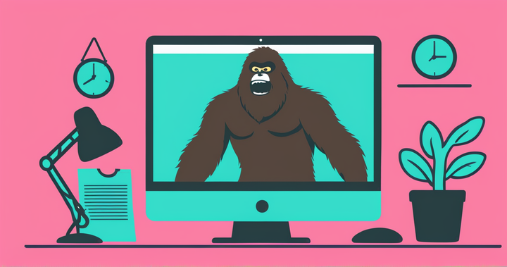 Example computer screen with an AI generated Bigfoot