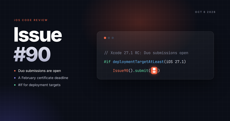 Issue #90: Duo submissions are open, a February certificate deadline, and #if for deployment targets