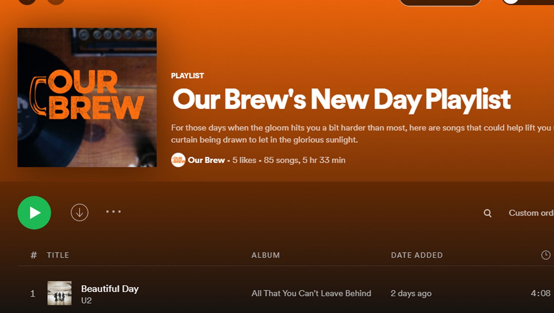 Our Brew's New Day Playlist