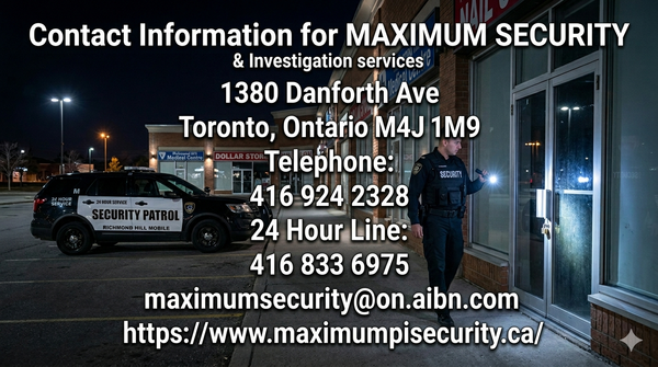 A professional, uniformed mobile security patrol officer executing a late-night perimeter check