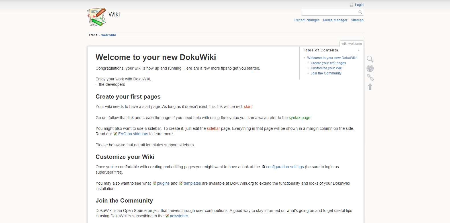 dokuwiki welcome