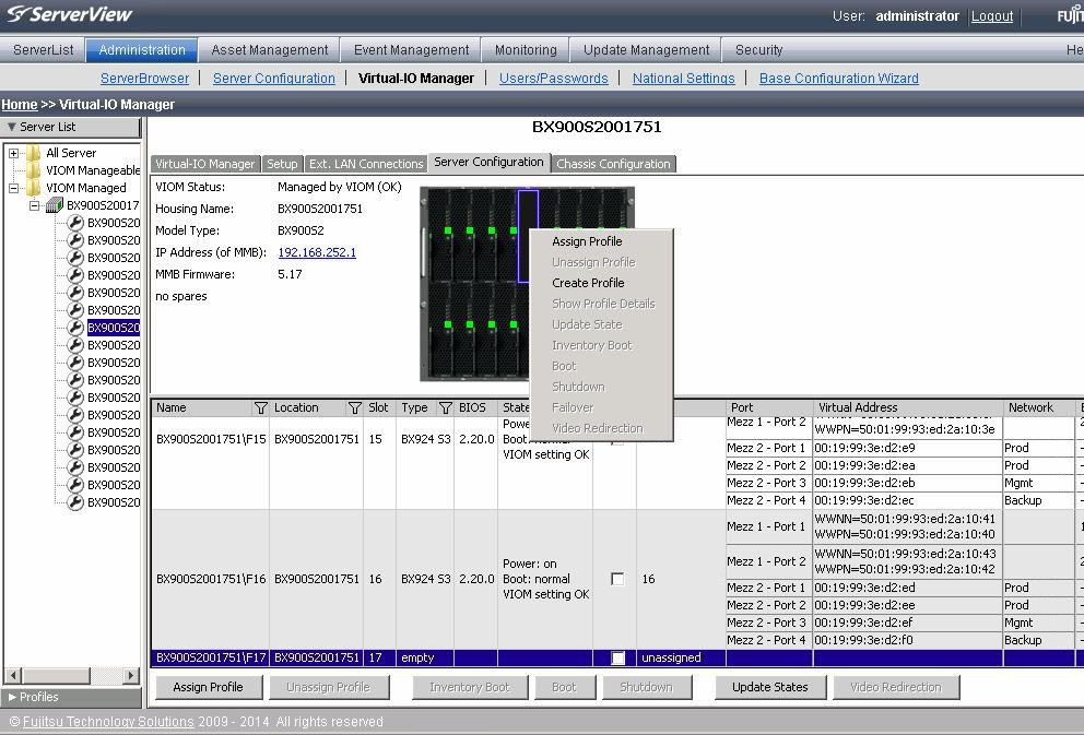 Assigning VIOM Profile to Server Blade