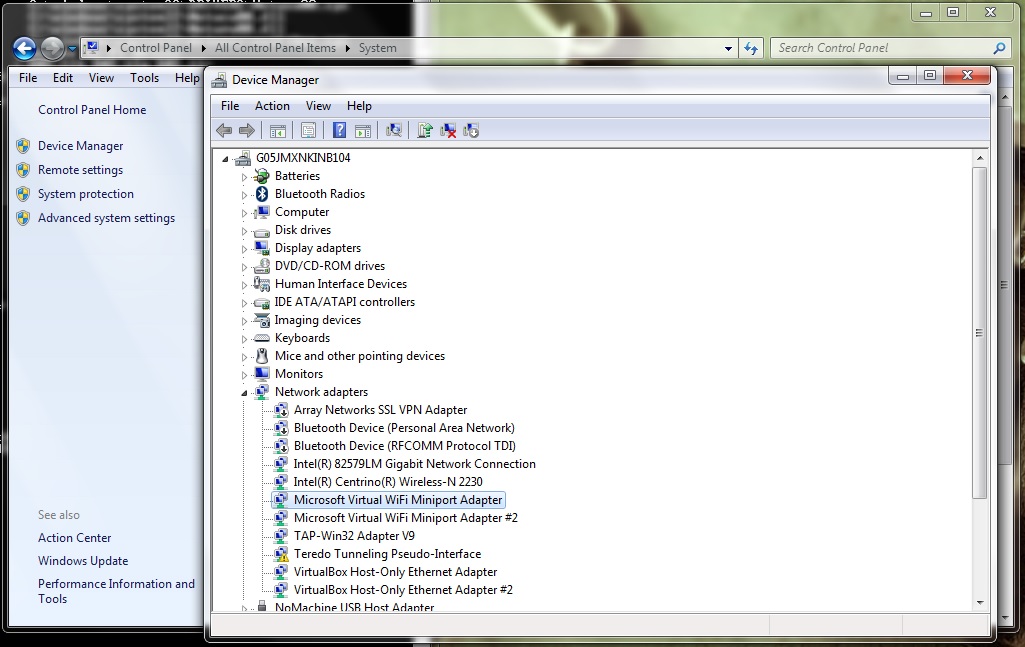 Device Manager Network Adapters