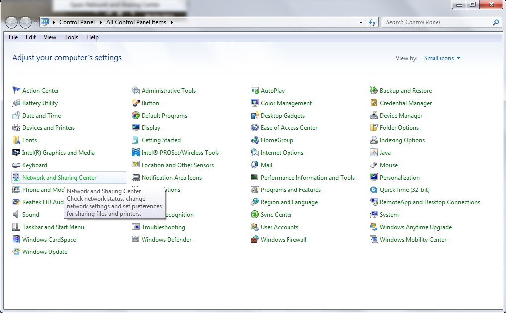 NSC from Control Panel