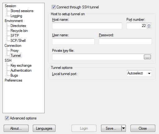 WinSCP Connection Tunnel