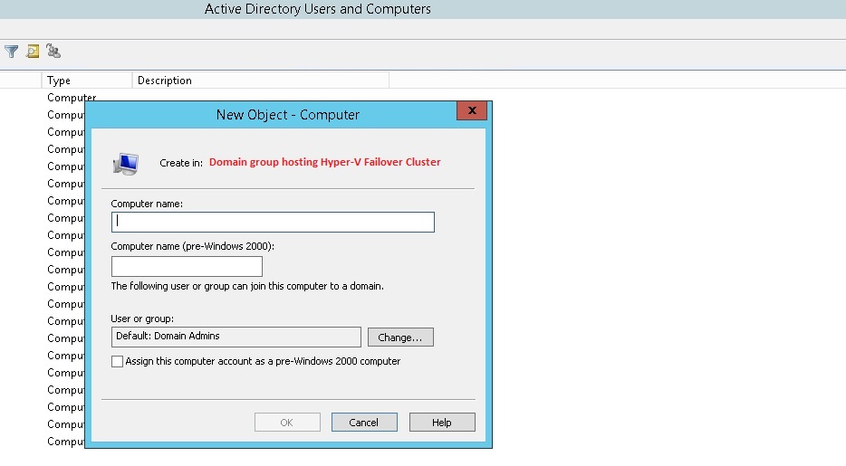 Fill in Details of Computer Object for Hyper-V Broker