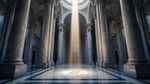 Classical marble rotunda with the Zentachain seal, symbolising privacy as a human right.