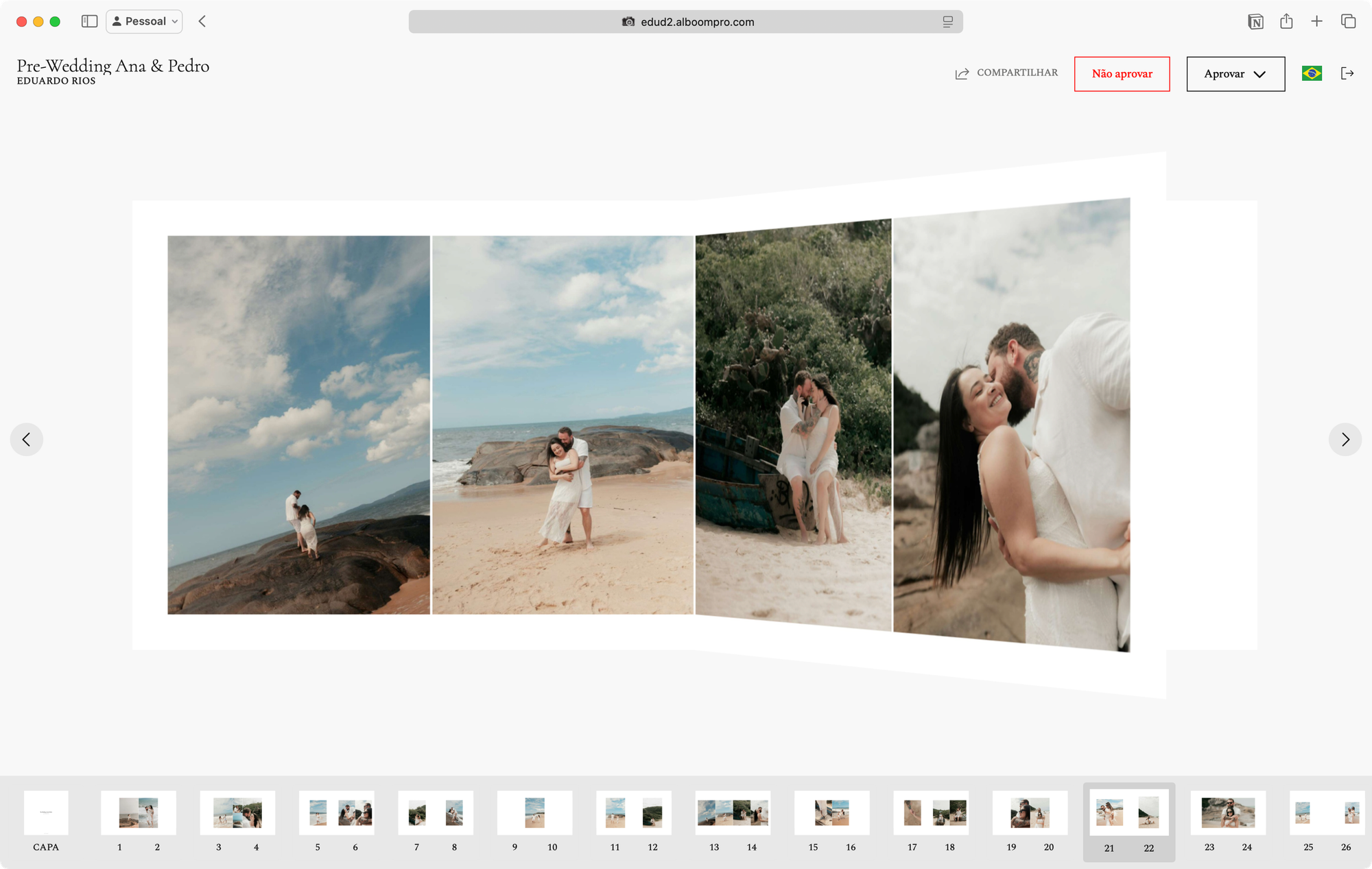 Aprovação de álbuns pelo Proof Gallery