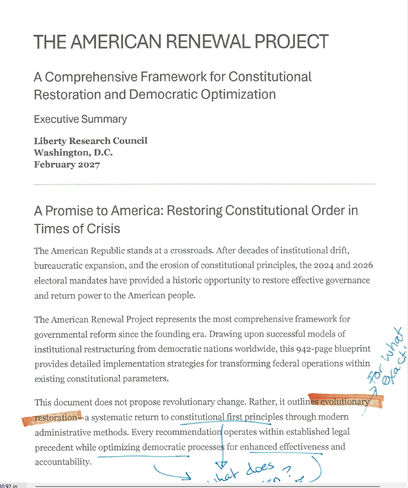 American Renewal Project Executive Summary (Annotated) - CLASSIFIED