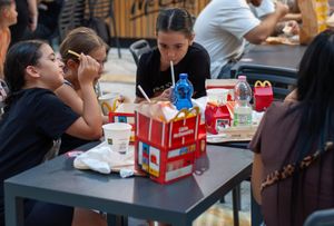 A family eating in McDonald's