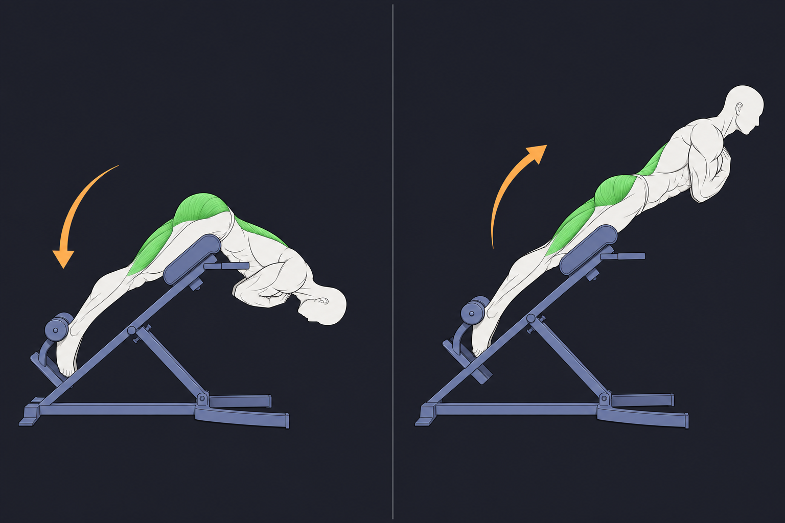 6. 45° Back Extension — start and finish position
