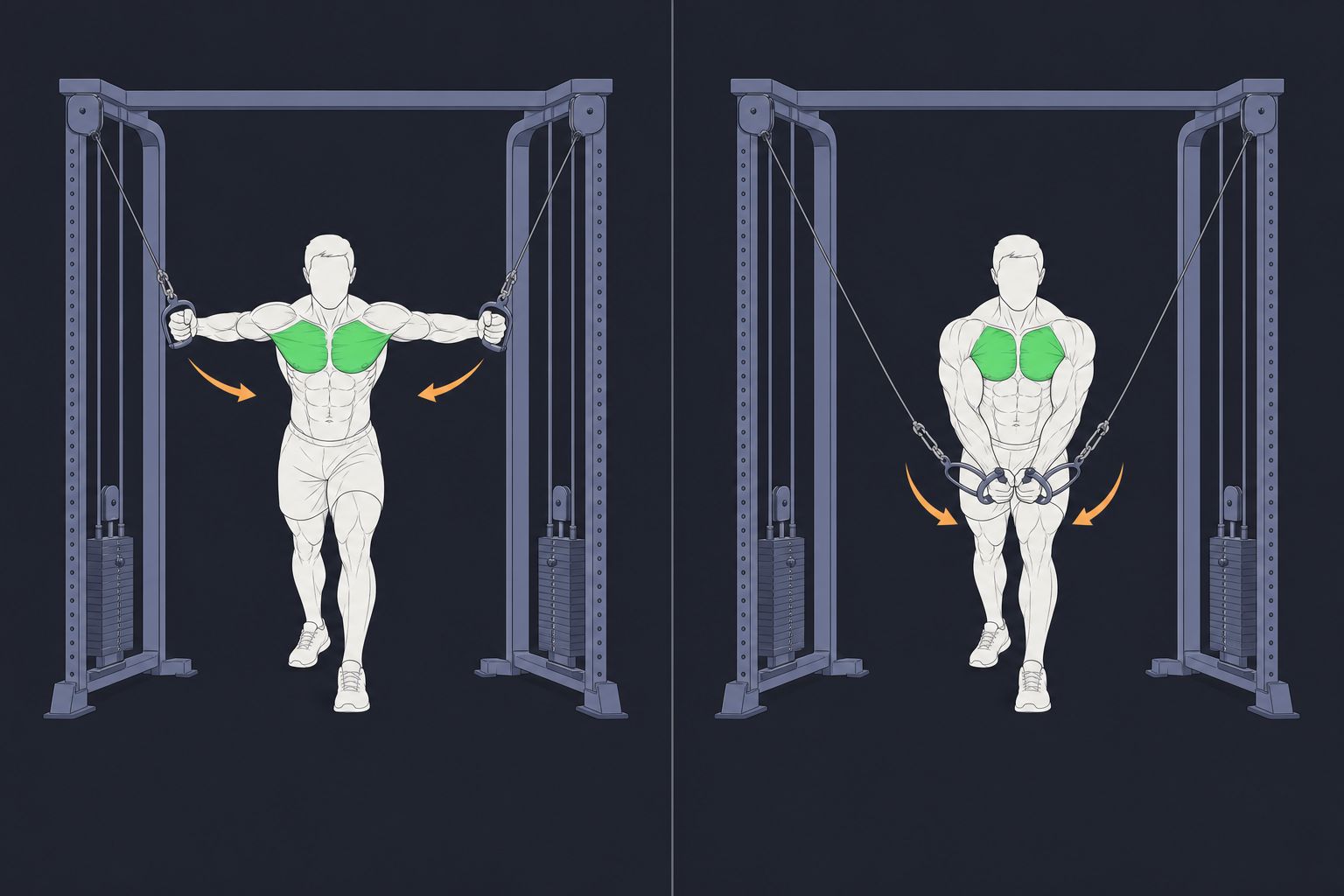 3. Cable Crossover — start and finish position