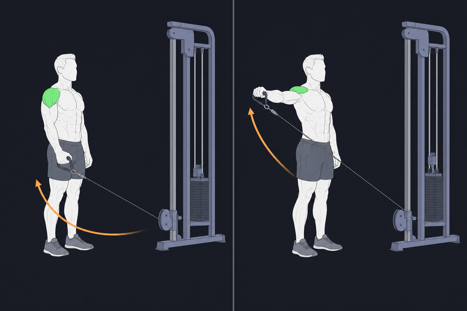 2. Cable Lateral Raise — start and finish position