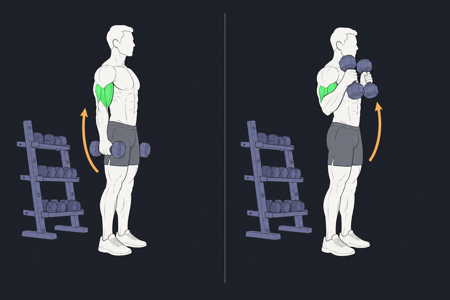 8. Hammer Curl — start and finish position