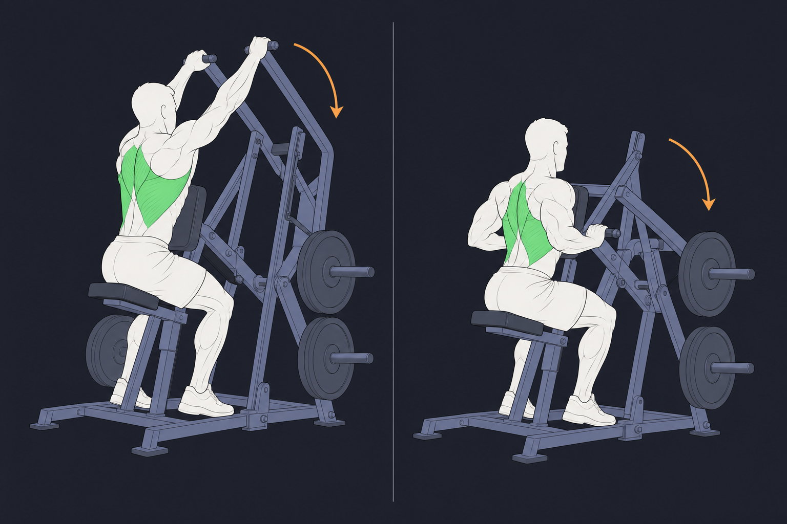 2. Plate-Loaded High Row — start and finish position